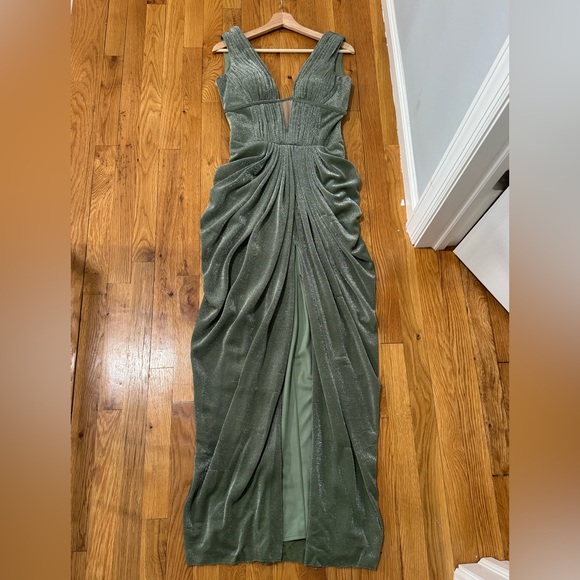Tarik Ediz Dresses & Skirts - Sage, green sparkly prom dress size 6